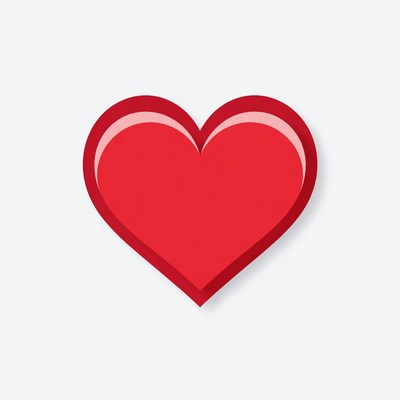 Red heart on white background