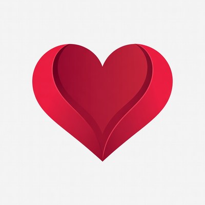 Red 3D Paper Heart Illustration