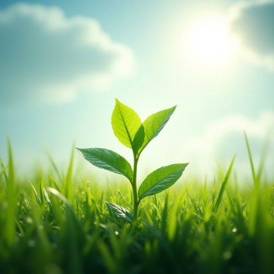 Young green sprout in grass