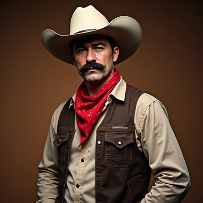 Cowboy man with mustache and hat
