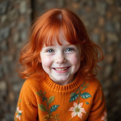 Smiling girl with red hair