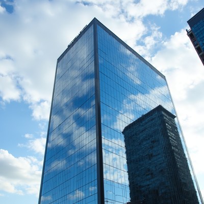 Reflective Skyscraper with Blue Sky