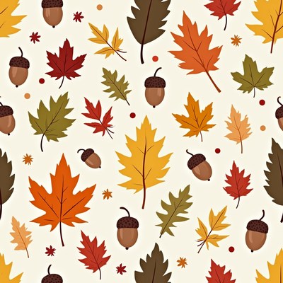 Autumn Leaves Acorns Pattern