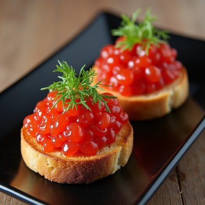Red Caviar on Toasted Bread