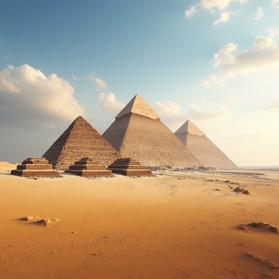 Giza Pyramids at Sunset