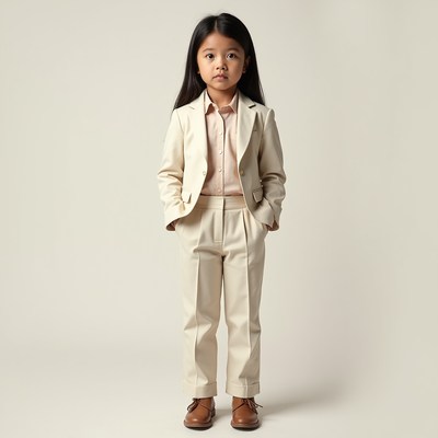 Asian girl in beige suit