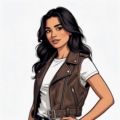 Woman in leather jacket