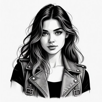 Beautiful woman in leather jacket