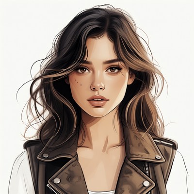 Beautiful woman in leather jacket