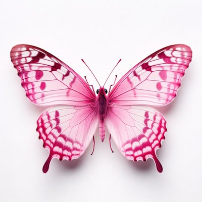 Pink butterfly on white background