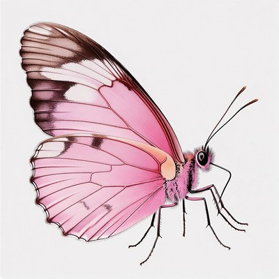 Pink butterfly with white wings