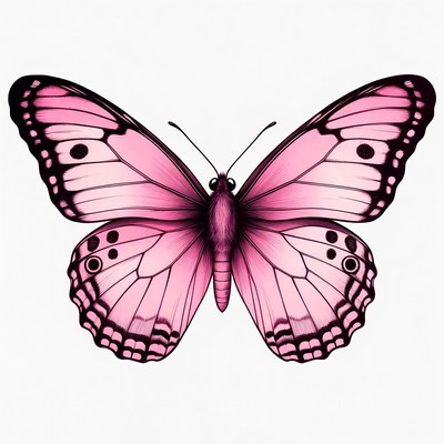 Pink butterfly on white background