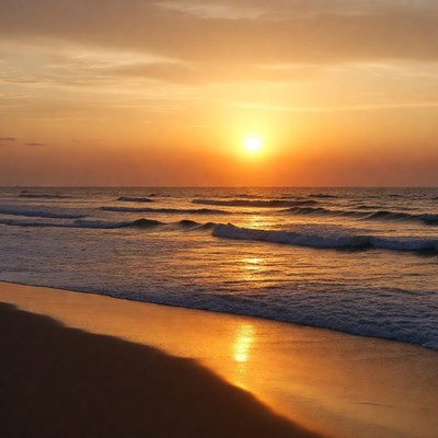 Sunset over ocean beach