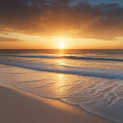 Sunset over ocean beach