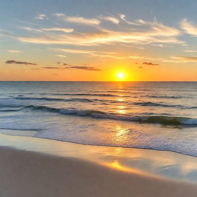 Sunset over ocean beach
