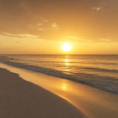 Golden Sunset over Beach