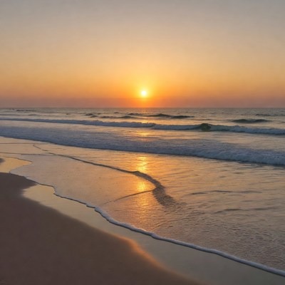 Sunset over ocean beach