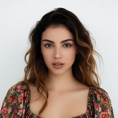 Beautiful woman in floral dress