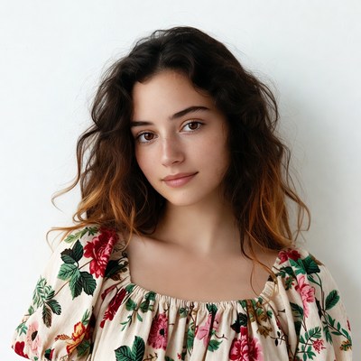 Young woman in floral dress