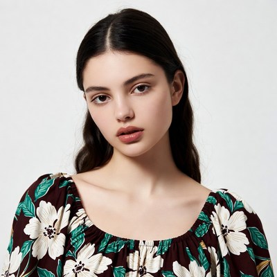 Young woman in floral dress