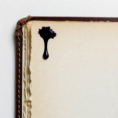 Ink Blot on Open Leather Book