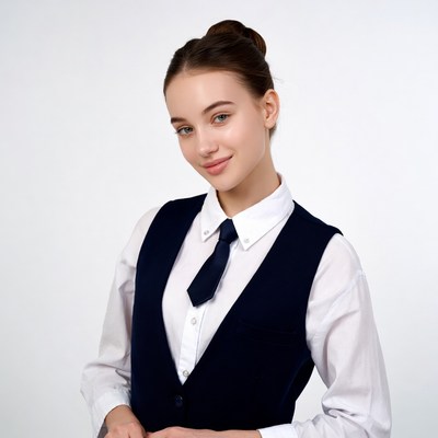 Teen girl in school uniform smiling