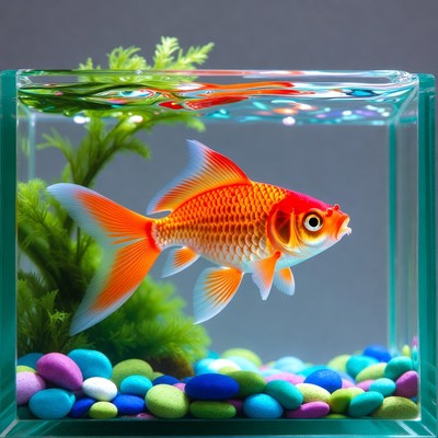 Goldfish in aquarium with plants