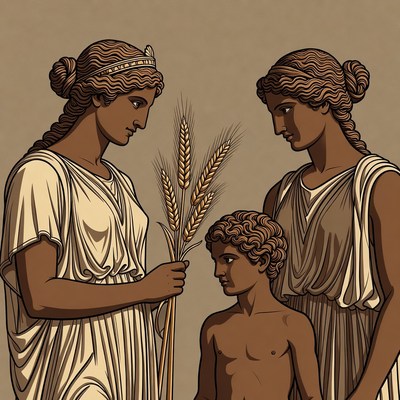 Three Greek Figures with Wheat Sheaf