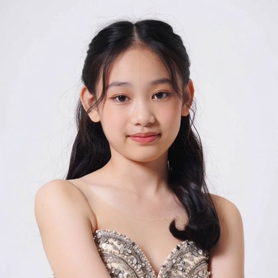Asian girl in beaded dress