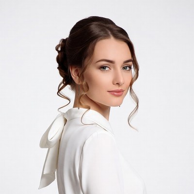 Woman with elegant updo hairstyle