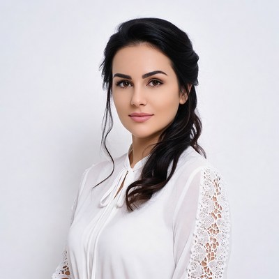 Beautiful woman in white lace blouse