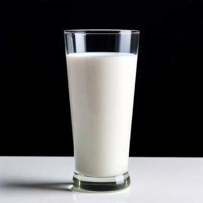 Glass of milk on black background