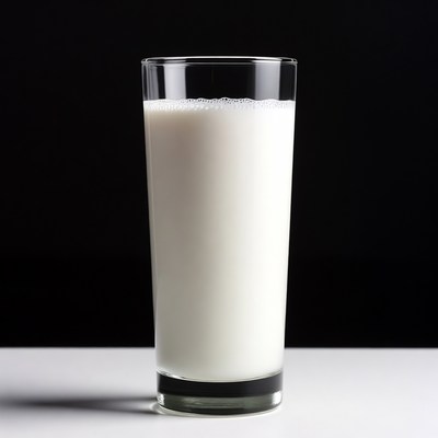 Glass of milk on white surface