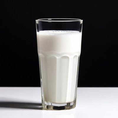 Glass of Milk on White Surface