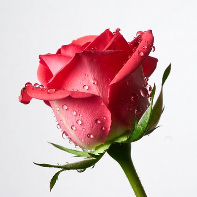 Red Rose with Dew Drops