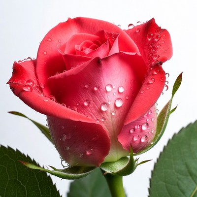 Red Rose with Dew Drops