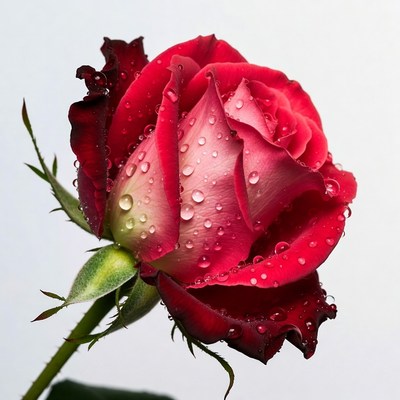 Red Rose with Water Droplets