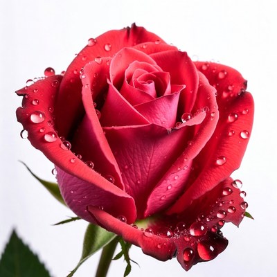 Red Rose with Water Droplets