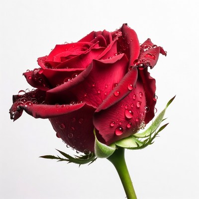 Red Rose with Dew Drops