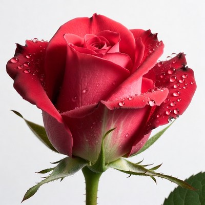 Red Rose with Dew Drops