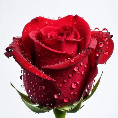 Red Rose with Water Droplets
