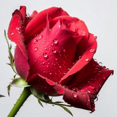 Red Rose with Water Droplets