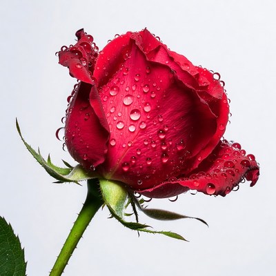 Red Rose with Water Droplets