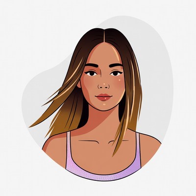 Asian woman with flowing brown hair