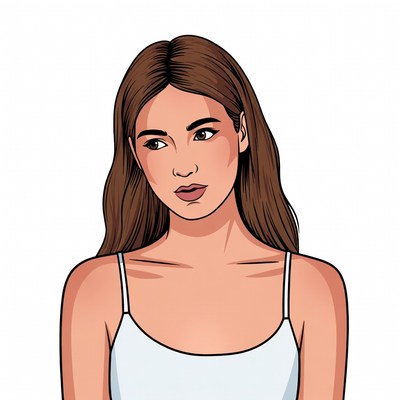 Beautiful woman in white camisole illustration