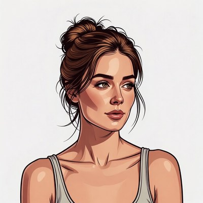 Woman with messy bun hairstyle