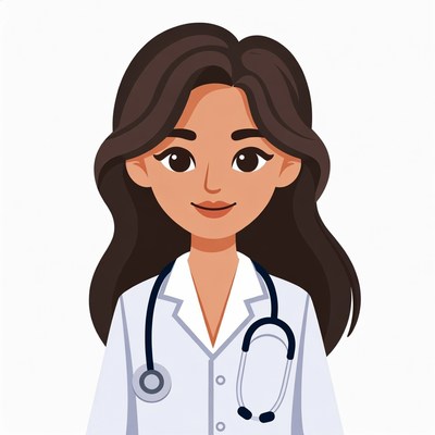 Smiling Asian woman doctor illustration