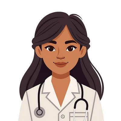 Smiling Asian female doctor illustration