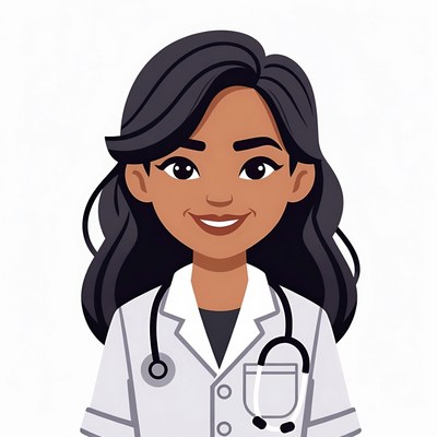 Smiling Asian female doctor illustration