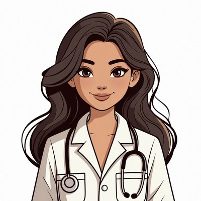 Smiling Asian female doctor illustration